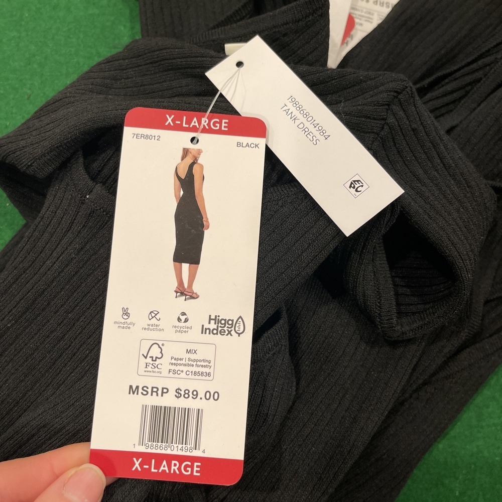 Edited Remi Bader Black Ribbed Tank Dress XL NWT Midi Bodycon Stretch Minimalist - Picture 10 of 10